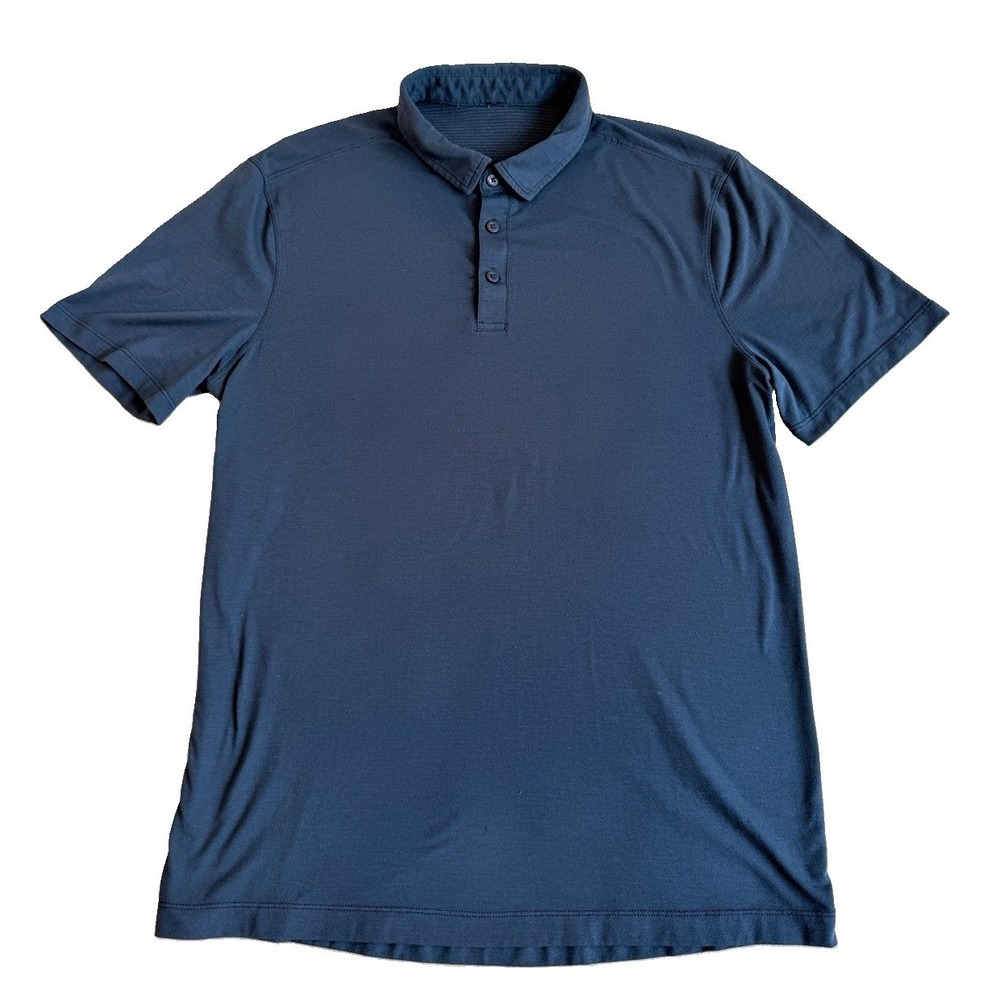 Lululemon Evolution Navy Blue Short Sleeve Performance Polo Shirt Mens Medium